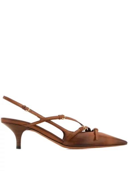 Pantofi cu toc Miu Miu din piele slingback maro