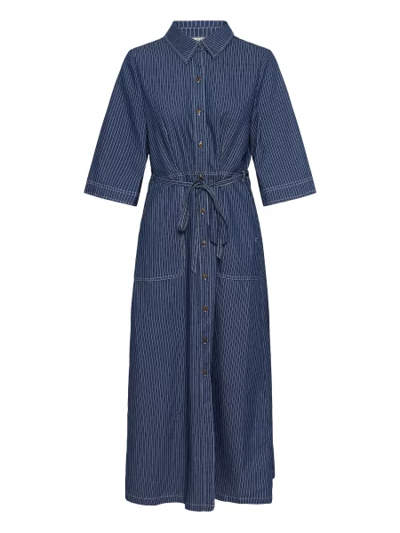 Cream Rochie albastru denim alb