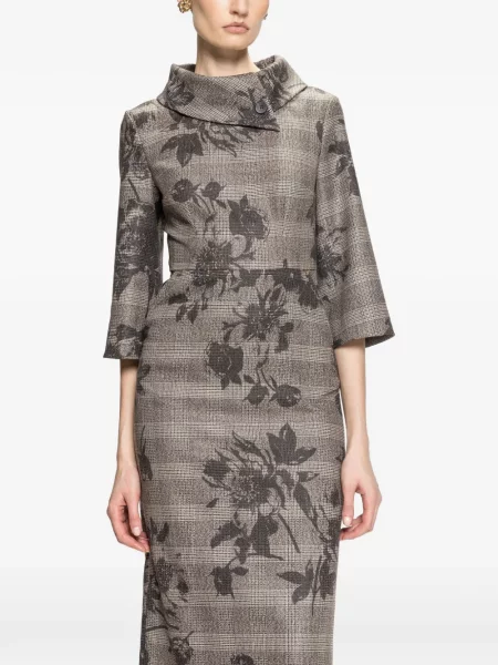 Rochie midi Nissa cu model floral cu imagine gri
