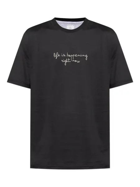 Tricou Eleventy cu broderie negru