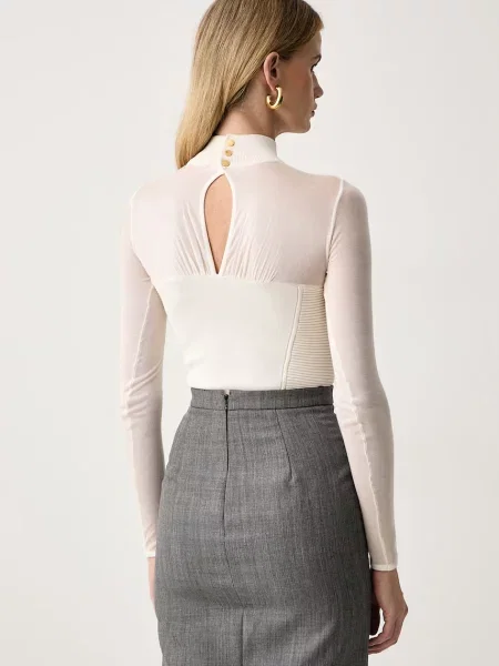 Elisabetta Franchi body z lyocellem beżowy