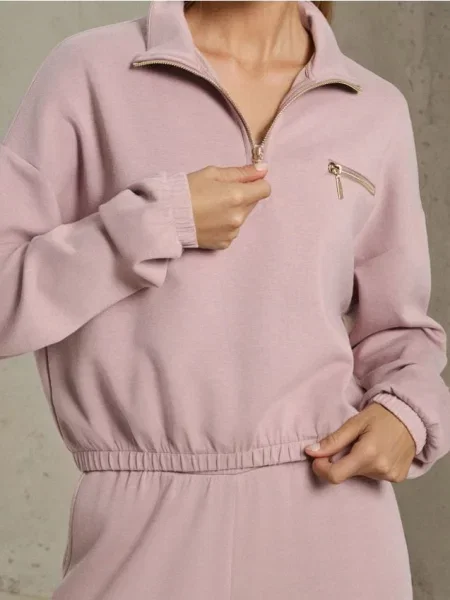 Світшот із коміром-стійкою пильно-рожевий рожевий