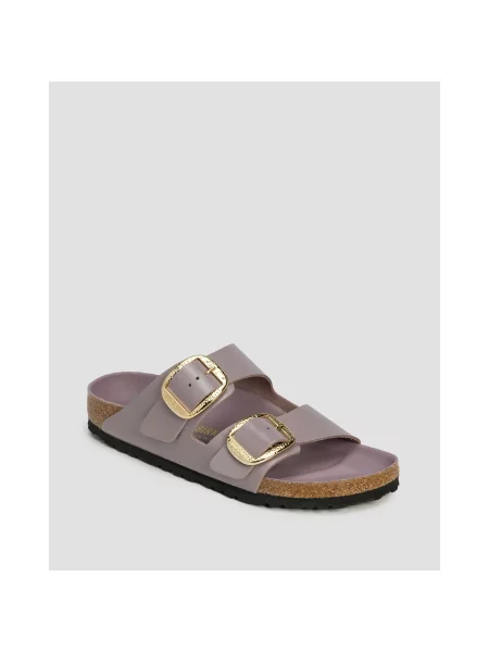 Birkenstock papuci de piele Arizona Hammered Buckle femei violet auriu