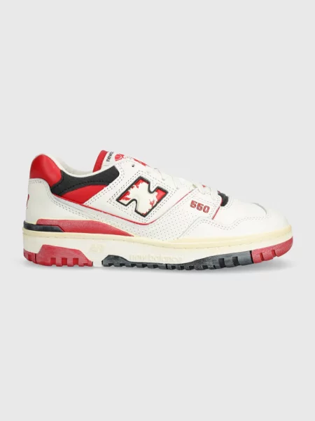 Кожени маратонки New Balance бяло червено