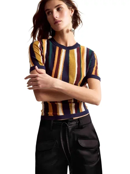 Koszulka Desigual w paski niebieska