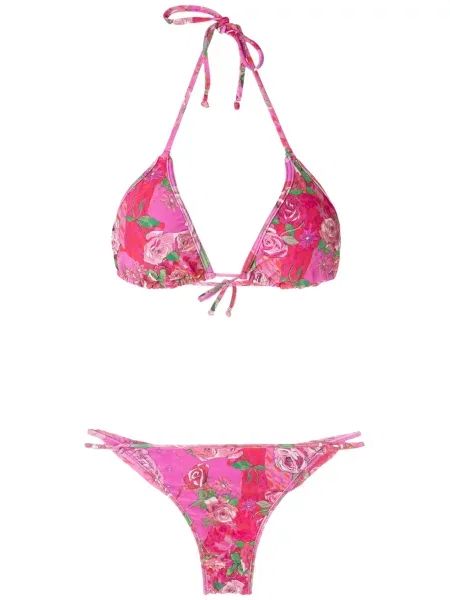 Bikini Amir Slama cu model floral cu imagine roz