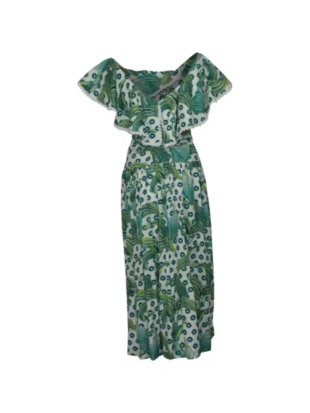 Rochie Temperley London cu model floral de costum verde