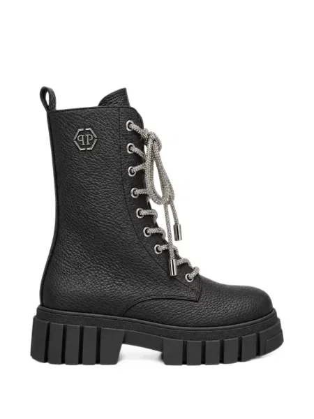 Iš natūralios odos auliniai batai Philipp Plein juoda