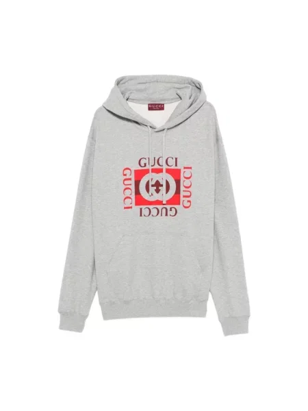 Bluza z kapturem Gucci z kapturem z logo szara