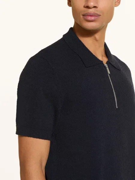 Paul Pletené Polo Tričko Z Bouclé tmavě modrá