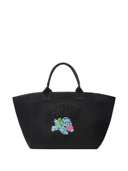 Geantă Ganni din canvas negru