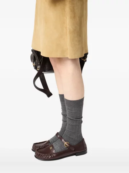 Pantofi loafer Miu Miu din piele maro