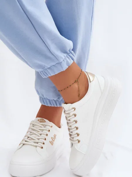 Teniși Lee Cooper cu platformă alb