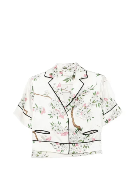 Pijamale Olivia Von Halle cu model floral cu imagine alb