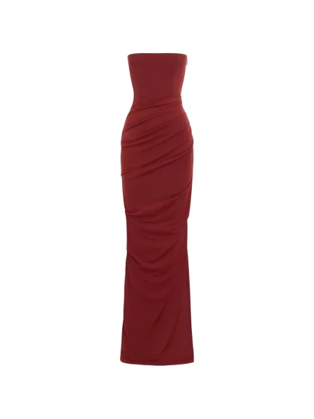Rochie maxi Alex Perry drapată fără bretele roșu