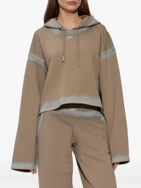 Decupat hanorac cu glugă Off-white alb