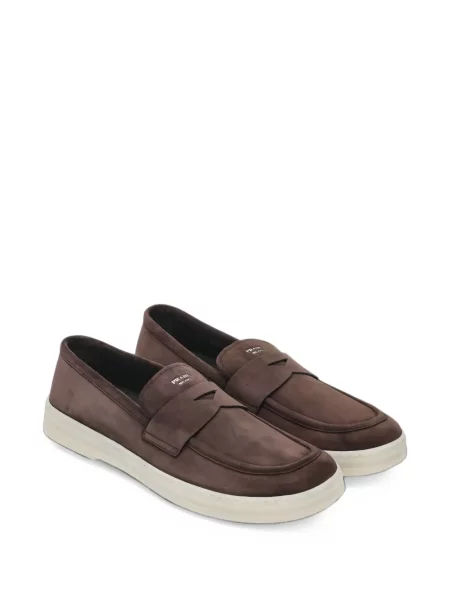 Pantofi loafer Prada din piele de căprioară maro