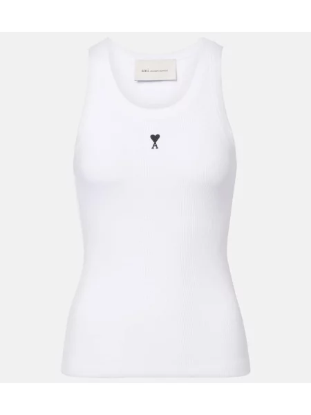 Top Ami Paris din jerseu alb