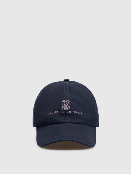 Кепка Brunello Cucinelli с вышивкой синяя