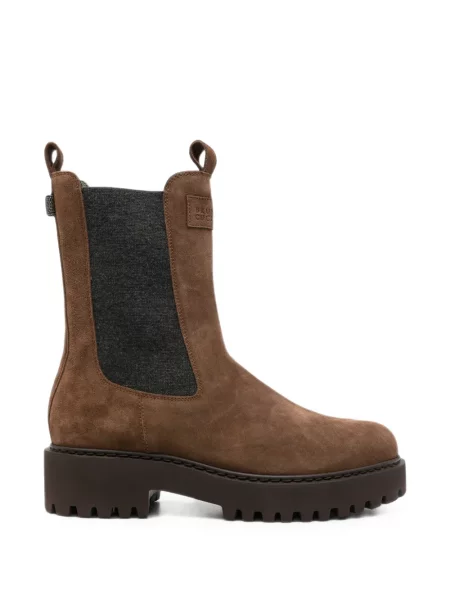Botine Brunello Cucinelli din piele de căprioară maro