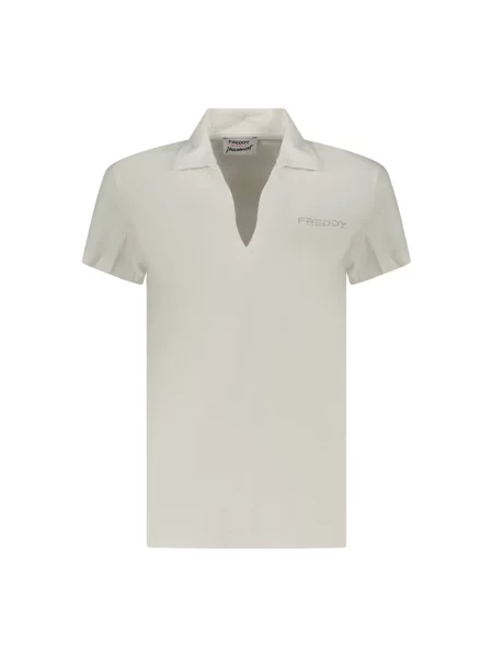 Bluzka Freddy z dekoltem w serek z krótkim rękawem biała