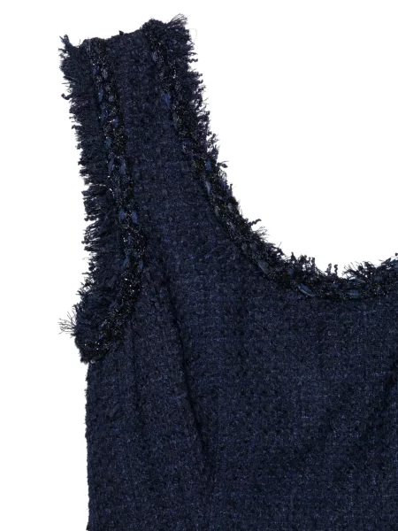 Bouclé rochie midi Self-portrait albastru