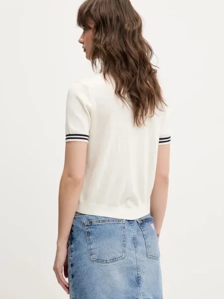 Guess Jeans póló gyapjúkeverekből női bézs