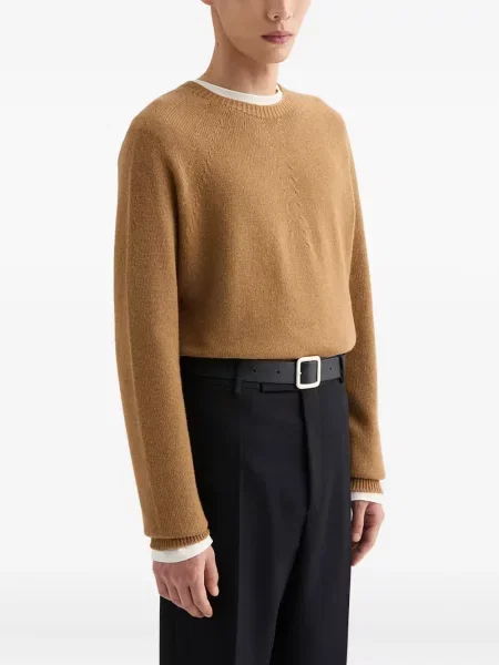 Pulover Jil Sander cu decolteu rotund maro