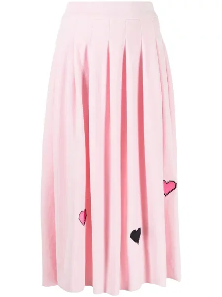 Fusta plisata Natasha Zinko plisată cu motiv cu inimi roz
