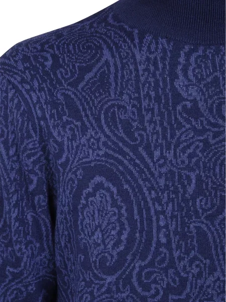 Pulover Etro cu model paisley din jacard albastru