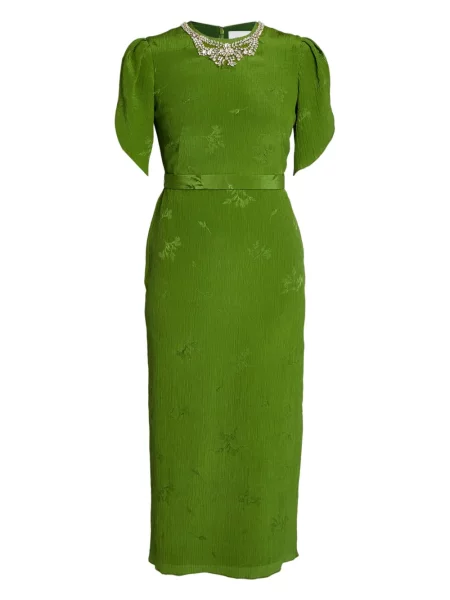 Sukienka midi Erdem do kolan garniturowa zielona