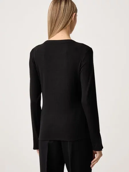 Sisley longsleeve z dodatkiem jedwabiu czarna