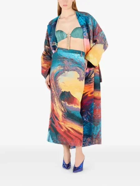 Fustă Roberto Cavalli din jacard albastru