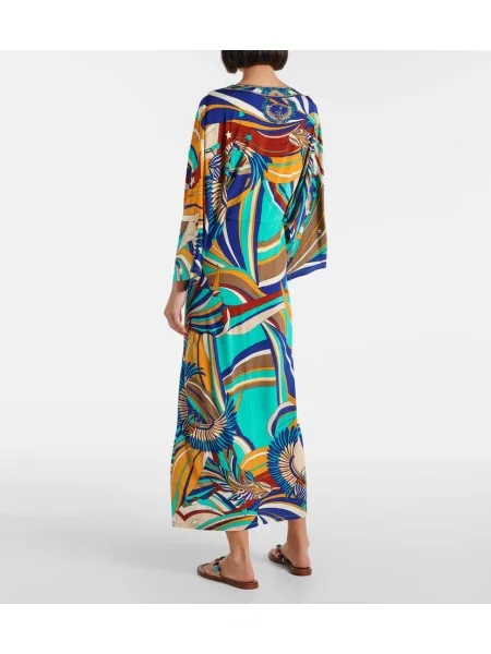 Rochie maxi Camilla cu imagine din jerseu drapată