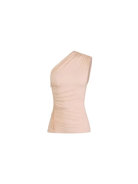 Top Elisabetta Franchi z dżerseju drapowany beżowy
