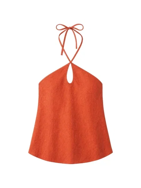 Top Reformation de in cu gât halter portocaliu