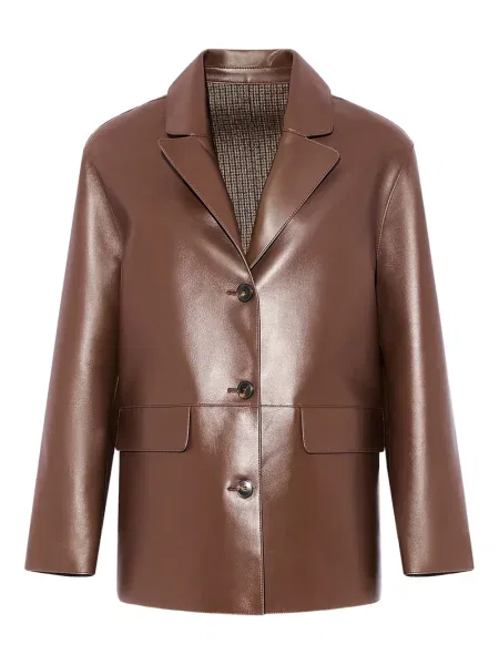 Kurtka skórzana Yves Salomon brązowa