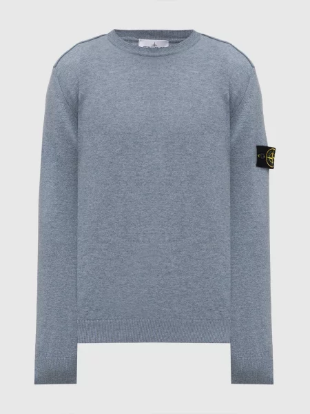 Светр з вовни з логотипом Stone Island блакитний