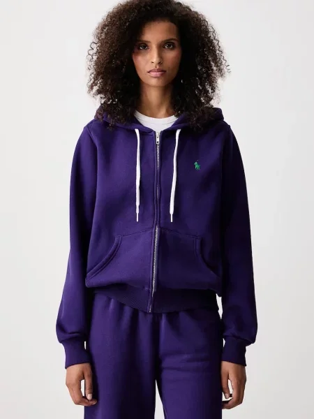 Polo Ralph Lauren hanorac cu și glugă pentru femei cu violet