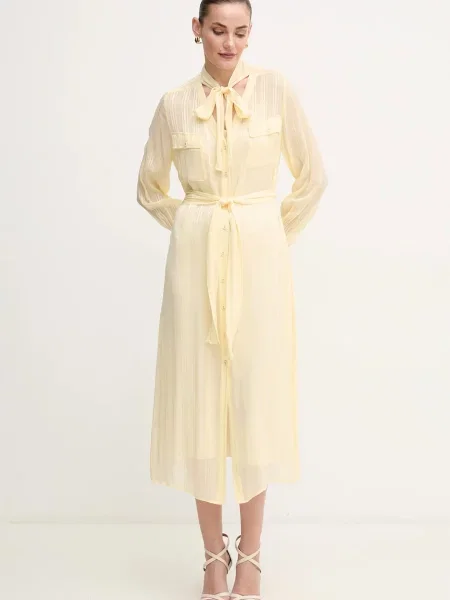 Twinset sukienka midi prosta żółty