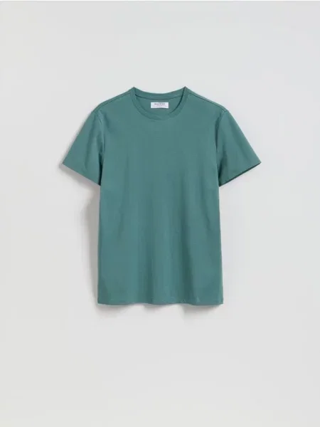 Reserved Tricou slim din pima verde-prăfuit verde