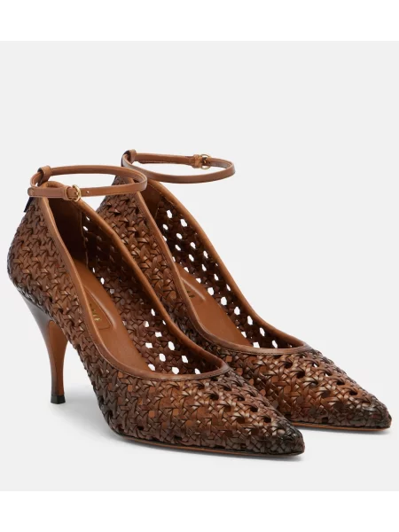 Pantofi cu toc Miu Miu din piele maro