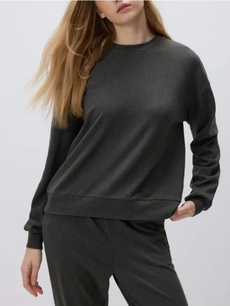 Reserved Bluză uni gri-închis gri