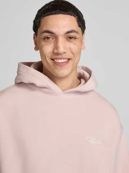 Bluza z kapturem oversize z kieszenią kangurką model Pike' Pegador beżowa
