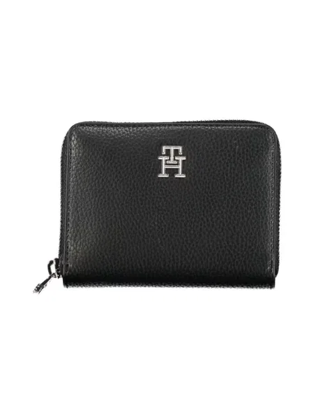Lniany portfel Tommy Hilfiger elegancki czarny