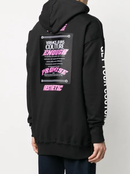 Șnur de strângere slogan hanorac cu glugă Versace Jeans Couture negru