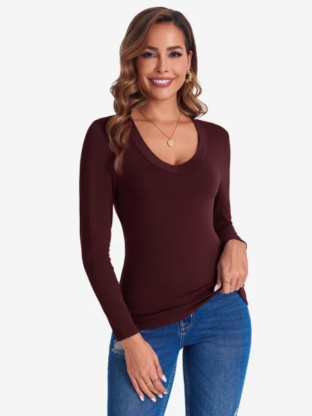 Imily Bela Tricou burgundy roșu