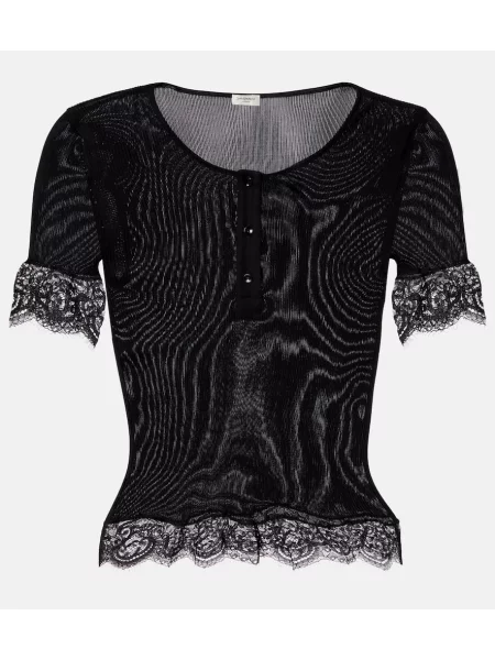Top Saint Laurent de mătase negru