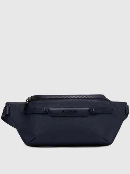 Кожаная поясная сумка Stefano Ricci синяя