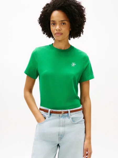 TOMMY HILFIGER Tričko limetová / biela zelená